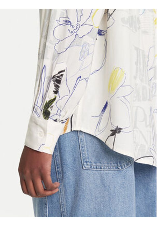 Desigual Koszula Newsarty 25WWCW14 Biały Loose Fit. Kolor: biały. Materiał: wiskoza