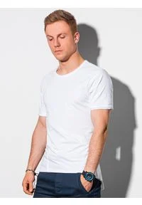 Ombre Clothing - T-shirt męski bawełniany S1378 - biały - XXL. Kolor: biały. Materiał: bawełna
