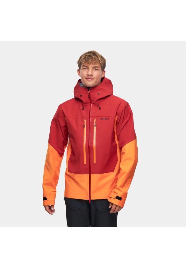 Kurtka trekkingowa hardshell męska Alpinus Besso. Kolor: pomarańczowy, czerwony, wielokolorowy. Materiał: hardshell
