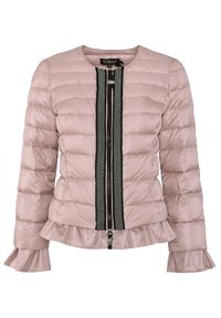 CATERINA - Pikowana kurtka puchowa z falbaną. Kolor: różowy, wielokolorowy, fioletowy. Materiał: puch. Wzór: aplikacja #4