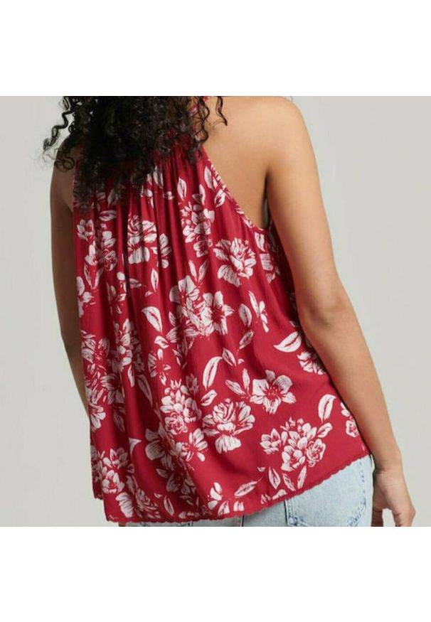 Superdry - Bluzka sportowa damska SuperDry Vintage Beach Cami Top. Kolor: czerwony. Materiał: wiskoza