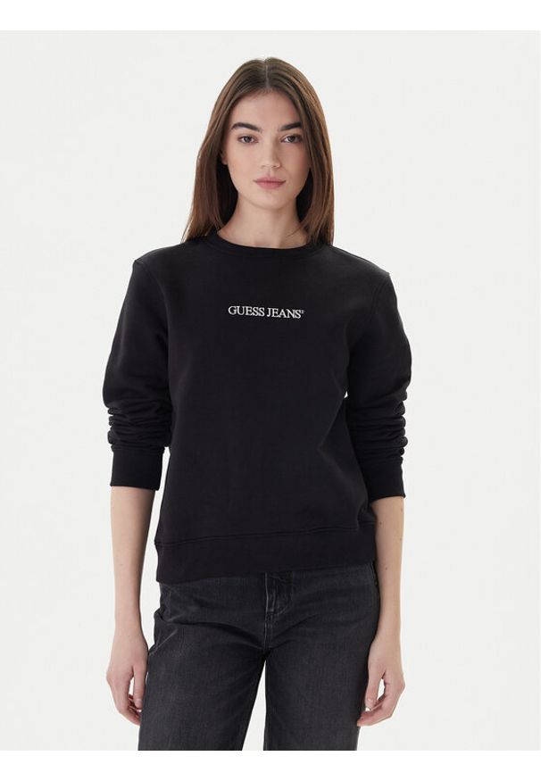 Guess Jeans Bluza W4YQ10 KC811 Czarny Classic Fit. Kolor: czarny. Materiał: bawełna
