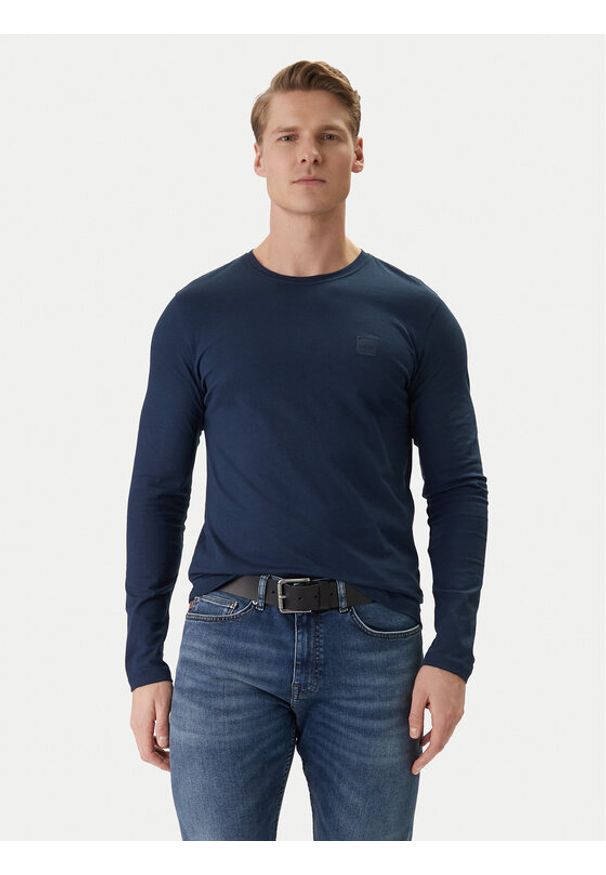 BOSS Longsleeve Tacks 50512111 Granatowy Regular Fit. Kolor: niebieski. Materiał: bawełna. Długość rękawa: długi rękaw