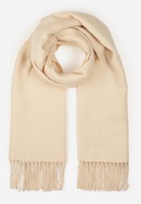 Born2be - Jasnobeżowy Klasyczny Szalik z Bawełny i Wiskozy z Frędzlami Vetilisa. Kolor: beżowy. Materiał: bawełna, wiskoza. Styl: klasyczny #4
