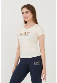 EA7 Emporio Armani - EA7 Beżowy t-shirt. Kolor: różowy
