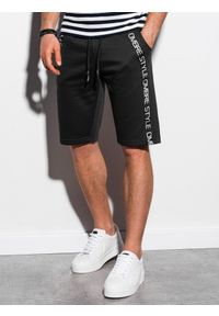 Ombre Clothing - Krótkie spodenki męskie dresowe - czarne W242 - XXL. Kolor: czarny. Materiał: dresówka. Długość: krótkie. Wzór: nadruk, aplikacja #1