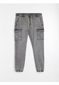 Sinsay - Jeansy jogger cargo z efektem sprania - szary. Kolor: szary