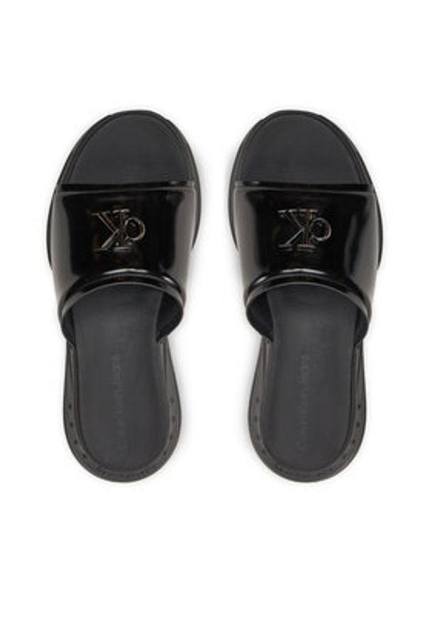Calvin Klein Jeans Klapki Chunky Comf Slide Mtr YW0YW01506 Czarny. Kolor: czarny. Materiał: skóra