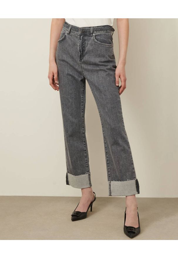 Marella - MARELLA - Szare jeansy mom-fit. Stan: podwyższony. Kolor: szary
