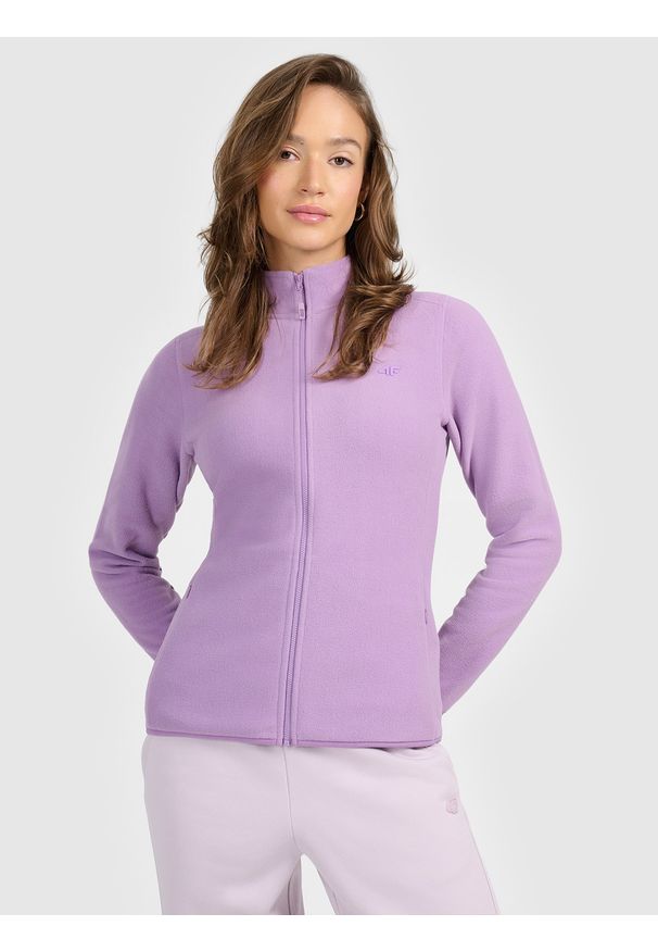 4f - 4F Polar ze stójką slim damski - fioletowy XS. Typ kołnierza: kołnierzyk stójkowy. Kolor: fioletowy. Materiał: polar. Sport: wspinaczka