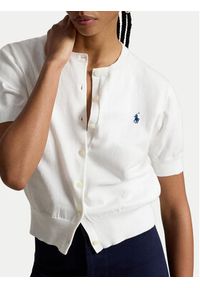 Polo Ralph Lauren Kardigan 211A12718001 Biały Regular Fit. Typ kołnierza: polo. Kolor: biały. Materiał: bawełna #3