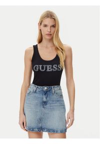 Guess Top W5GP29 KA0H1 Czarny Regular Fit. Kolor: czarny. Materiał: bawełna