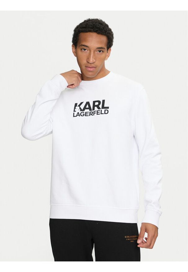 Karl Lagerfeld - KARL LAGERFELD Bluza 705091 544917 Biały Regular Fit. Typ kołnierza: dekolt w karo. Kolor: biały. Materiał: bawełna