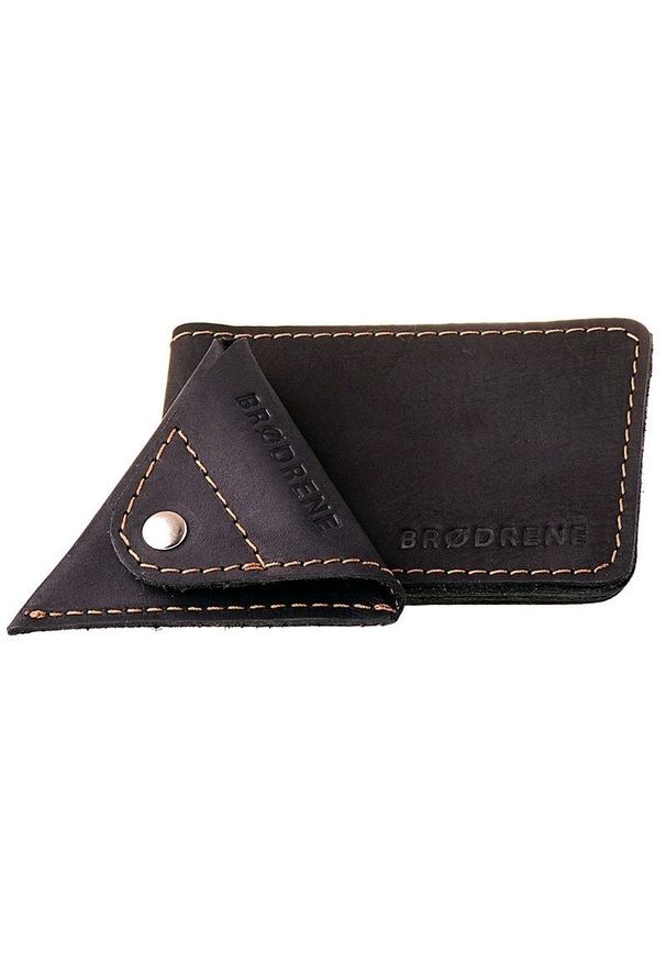 Skórzany zestaw portfel i bilonówka BRODRENE SW02 + CW01 czarny. Kolor: czarny. Materiał: skóra