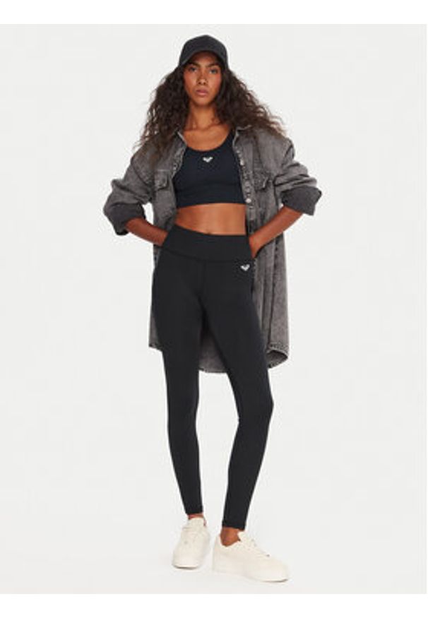 Roxy Legginsy Everyday Flow ERJNP03676 Czarny Slim Fit. Kolor: czarny. Materiał: syntetyk