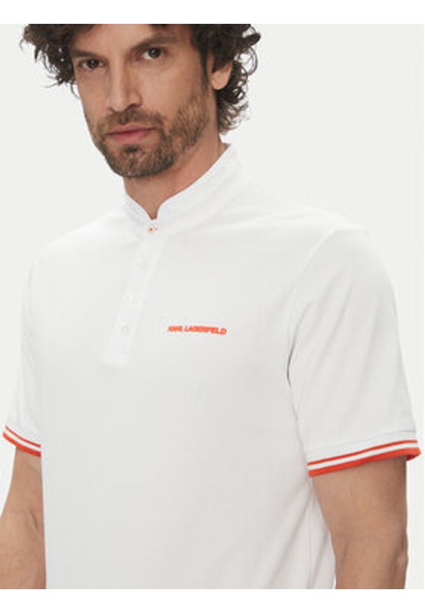 Karl Lagerfeld - KARL LAGERFELD Polo 745022 552232 Biały Regular Fit. Typ kołnierza: polo. Kolor: biały. Materiał: bawełna