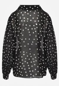 Born2be - Czarna Bawełniano-Wiskozowa Koszula w Groszki z Plisowanymi Rękawami Ronan. Okazja: na co dzień, na spotkanie biznesowe, do pracy. Kolor: czarny. Materiał: wiskoza, bawełna. Wzór: grochy. Styl: casual, biznesowy, klasyczny #2