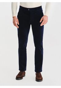 Pako Lorente - PAKO LORENTE - Granatowe spodnie sztruksowe. Okazja: na co dzień. Kolor: brązowy, niebieski. Materiał: sztruks. Sezon: zima, jesień. Styl: casual #1