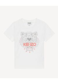 Kenzo kids - KENZO KIDS - Biały t-shirt Tiger 2-14 lat. Kolor: biały. Materiał: bawełna. Długość rękawa: krótki rękaw. Wzór: nadruk. Sezon: lato