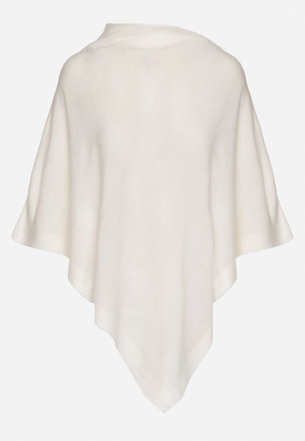 Born2be - Biała Asymetryczna Bluzka w Stylu Narzutki Oversize Otisha. Okazja: na co dzień. Typ kołnierza: dekolt w kształcie V. Kolor: biały. Materiał: jeans. Styl: casual, elegancki