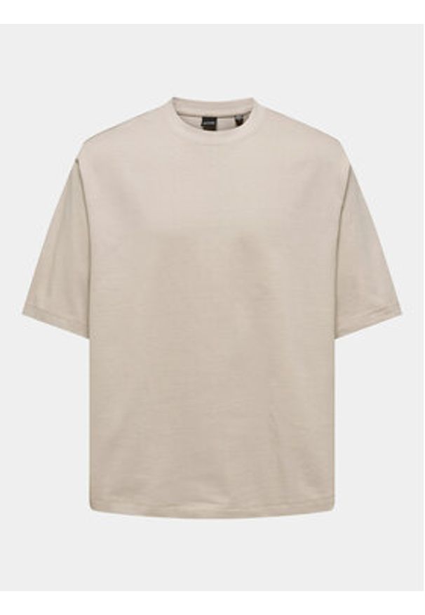 Only & Sons T-Shirt Millenium 22027787 Beżowy Oversize. Kolor: beżowy. Materiał: bawełna