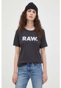G-Star RAW - G-Star Raw t-shirt bawełniany kolor szary. Okazja: na co dzień. Kolor: szary. Materiał: bawełna. Wzór: nadruk. Styl: casual #4