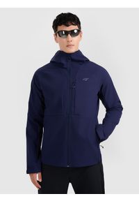 4f - 4F Kurtka softshell wiatroodporna membrana 10000 męska - granatowa S. Kolor: niebieski. Materiał: softshell. Technologia: Primaloft. Sport: wspinaczka, turystyka piesza #1