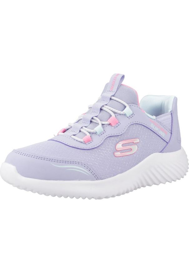 skechers - Buty sportowe Sneakersy dziewczęce, Slip-Ins: Bounder - Simple Cut. Kolor: fioletowy. Materiał: tkanina, syntetyk. Model: Skechers Sport. Sport: turystyka piesza