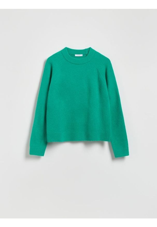 Reserved - Sweter z domieszką wełny - jasnozielony. Kolor: zielony. Materiał: wełna