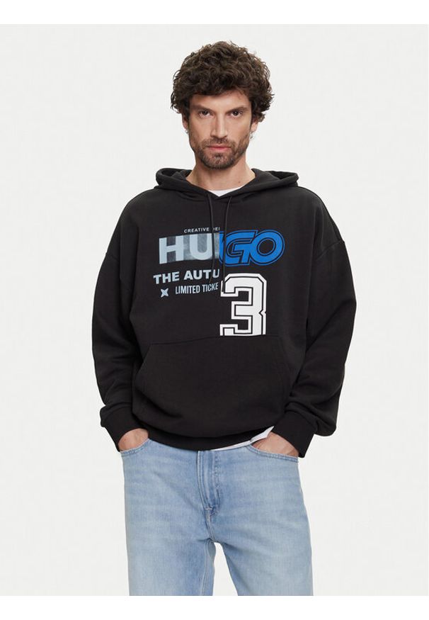 Hugo - HUGO Bluza Nesidi 50544196 Czarny Loose Fit. Kolor: czarny. Materiał: bawełna