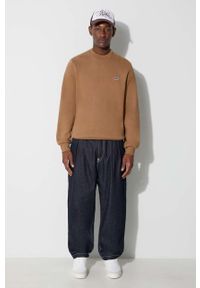 Lacoste bluza męska kolor brązowy gładka. Kolor: brązowy. Materiał: bawełna, poliester. Wzór: gładki #3