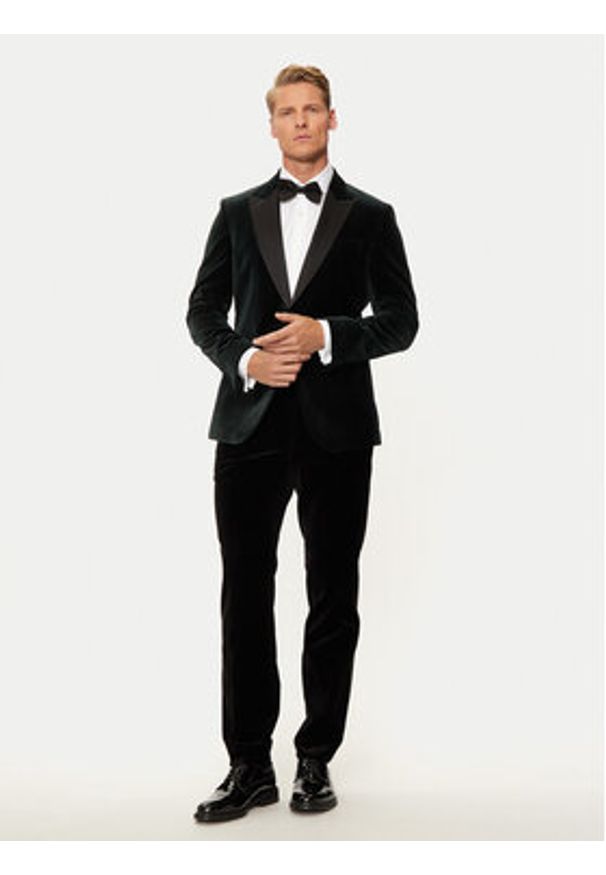 BOSS - Boss Marynarka H-Hutson-Tux-231 50484709 Zielony Slim Fit. Kolor: zielony. Materiał: bawełna