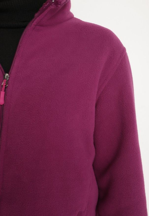 Born2be - Fioletowy Klasyczny Polar ze Ściągaczami przy Rękawach Paradi. Okazja: na co dzień, do pracy. Kolor: fioletowy. Materiał: polar. Długość rękawa: długi rękaw. Długość: długie. Styl: klasyczny