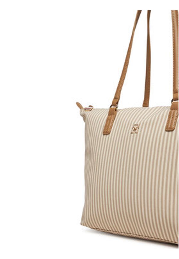 TOMMY HILFIGER - Tommy Hilfiger Torebka Poppy Summer Tote AW0AW17203 Beżowy. Kolor: beżowy