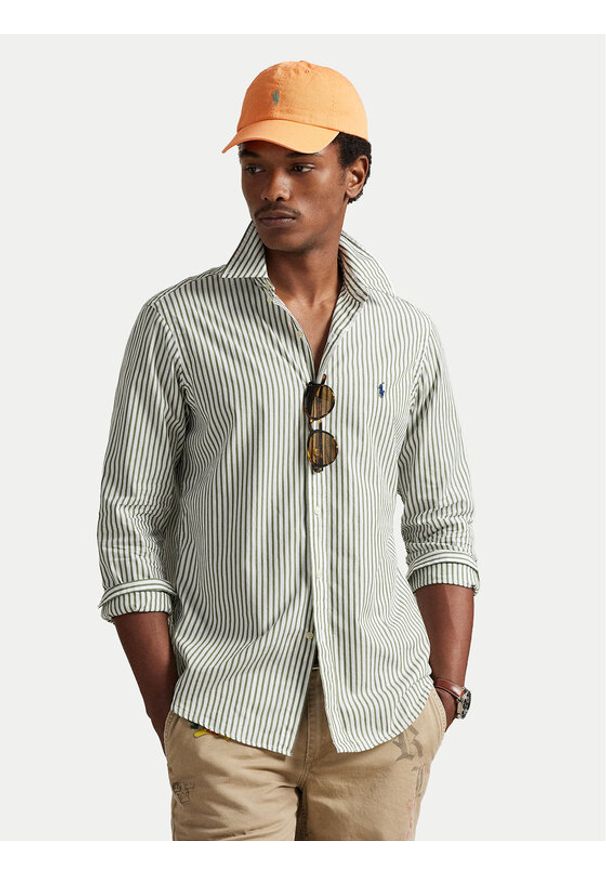 Polo Ralph Lauren Koszula 710B15595009 Zielony Custom Fit. Typ kołnierza: polo. Kolor: zielony. Materiał: bawełna