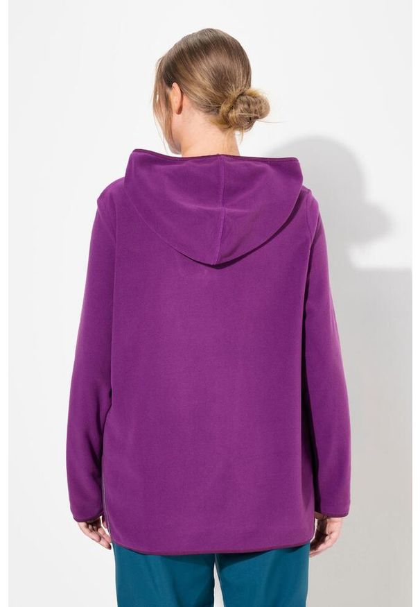 ULLA POPKEN - Damskie Polarowy półgolf krótki oversize kaptur długi rękaw z recyklingu. Kolekcja: plus size. Kolor: fioletowy. Materiał: poliester, materiał. Długość rękawa: długi rękaw. Długość: krótkie