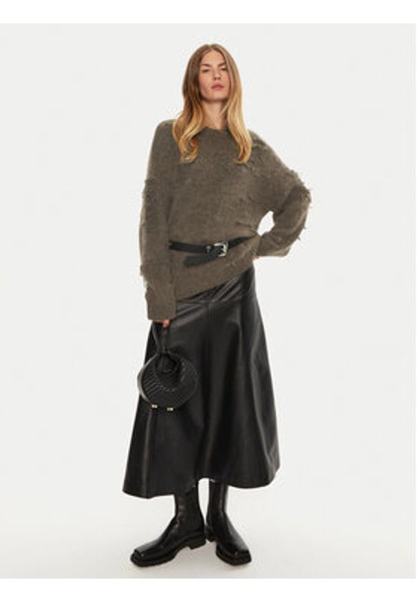 Munthe Sweter Taccu 243160724373 Brązowy Loose Fit. Kolor: brązowy. Materiał: wełna