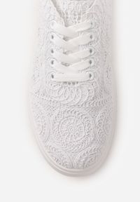 Born2be - Białe Sneakersy z Plecionki na Grubej Podeszwie w Stylu Boho Dacara. Okazja: na co dzień. Kolor: biały. Materiał: jeans. Szerokość cholewki: normalna #4