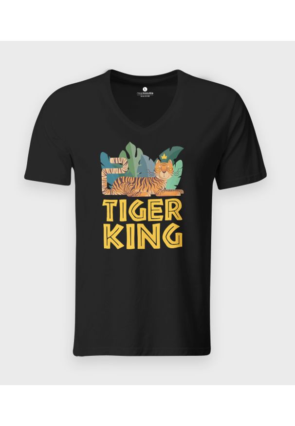 MegaKoszulki - Koszulka męska v-neck Tiger King. Materiał: skóra, bawełna, materiał. Styl: klasyczny