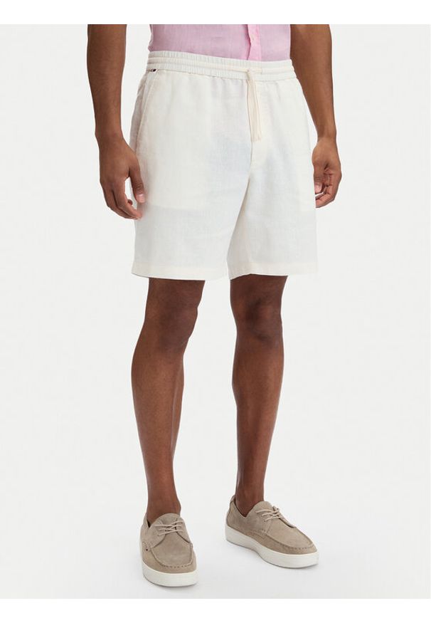 TOMMY HILFIGER - Tommy Hilfiger Szorty materiałowe Dover MW0MW44358 Biały Regular Fit. Kolor: biały. Materiał: len