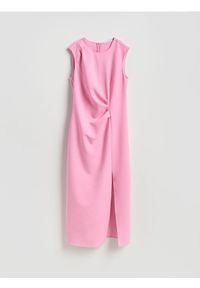 Reserved - Sukienka z marszczeniem - pastelowy róż. Kolor: różowy. Materiał: tkanina, wiskoza. Wzór: gładki #1