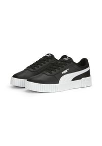 Puma - Damskie sneakersy Carina 2.0 PUMA Black White Silver Metallic. Okazja: na plażę. Kolor: czarny, szary, biały, wielokolorowy. Sezon: lato. Sport: turystyka piesza, tenis