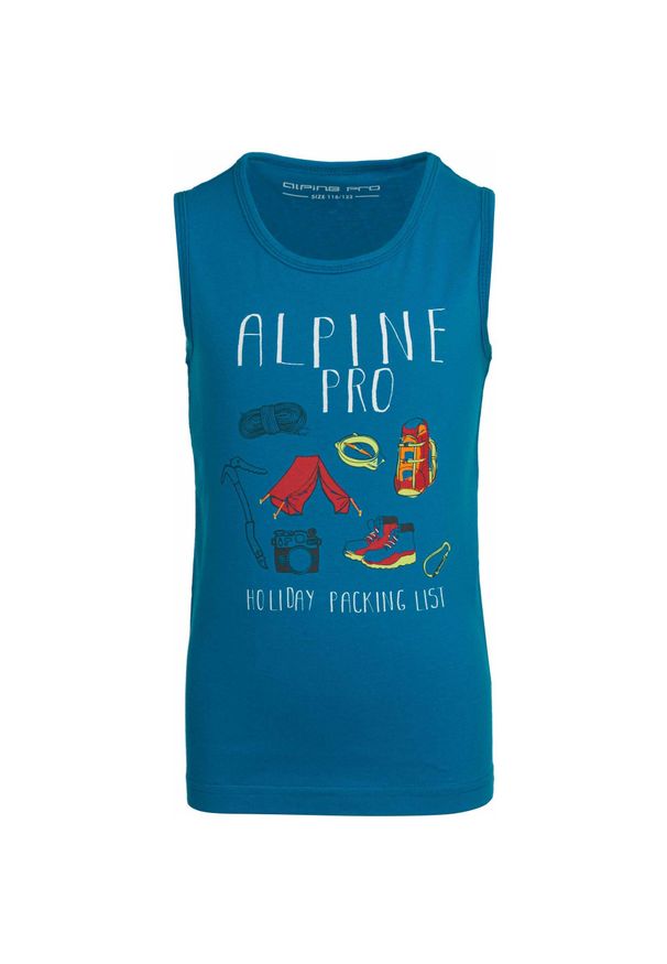 ALPINE PRO - T-shirt dla dzieci Alpine Pro Onoolo 104-110 - Oddychający i Ekologiczny. Typ kołnierza: polo. Kolor: zielony. Materiał: bawełna. Sezon: lato. Styl: młodzieżowy