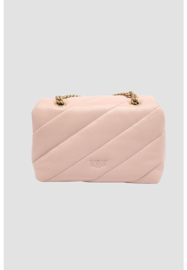 Pinko - PINKO Różowa skórzana damska torebka kopertówka Love Puff Mini CL. Kolor: różowy. Materiał: skórzane. Styl: elegancki, casual, wizytowy