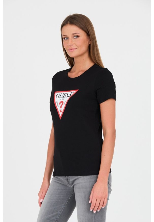 Guess - GUESS Czarny t-shirt Original Tee. Kolor: czarny