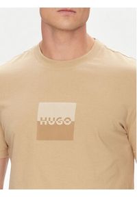 Hugo - HUGO T-Shirt Dusplit 50542784 Beżowy Regular Fit. Kolor: beżowy. Materiał: bawełna #4