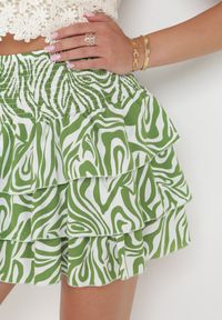 Born2be - Zielona Spódnica z Falbankami Durril. Kolor: zielony. Wzór: aplikacja #5