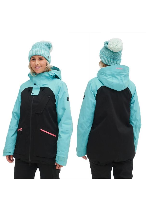Kurtka zimowa na narty i snowboard damska O'Neill 20K. Kolor: niebieski, wielokolorowy, czarny. Materiał: poliester. Sezon: zima. Sport: narciarstwo, snowboard