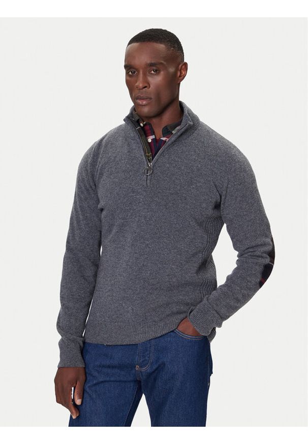 Barbour Sweter Holden MKN0837GY53 Szary Regular Fit. Kolor: szary. Materiał: wełna