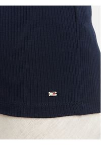 TOMMY HILFIGER - Tommy Hilfiger Top WW0WW52112 Granatowy Slim Fit. Kolor: niebieski. Materiał: wiskoza #3